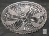 Large 11.25" Cut Crystal Glass Bowl Starburst Pattern, Scalloped Edge, Decorative Serving