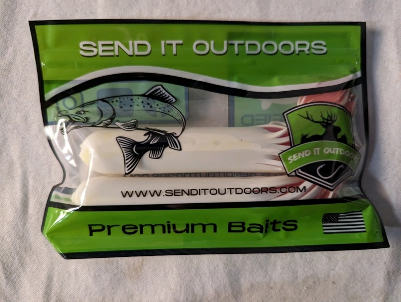 New Send it Outdoors "6 Bleeding White Tubes Fishing Lures. 2 pack