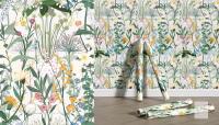New RANRAN Vintage Floral Peel and Stick Wallpaper Bouquet Botanical Floral White for Bedroom Furniture Paper Removable Wall Decorations 17.7in x 118in, 14.5 Square Ft/Roll