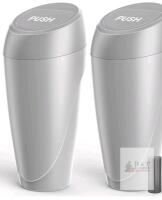 Aujen Car Trash Bin Gray, Model AJALT569-2-GY, 3.5"x3.5"x7.7", Flip Lid, ABS Plastic