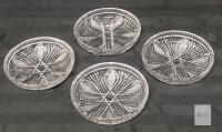 Set of 4 Vintage Cut Glass Dessert Bowls, 5-inch Starburst Pattern, Clear Geometric Design