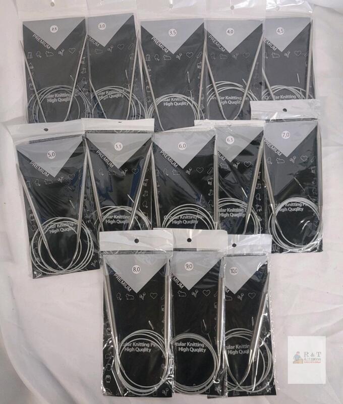 New 13pc. Circular Knitting Needle Set Stainless Steel, Multi-Size 2.5 - 10