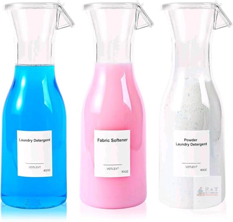 New 40OZ Laundry Detergent Dispenser, Laundry Soap Dispenser, Fabric Softener Dispenser, Liquid Laundry Detergent Holder Container Organizer, Laundry Room Organization and Storage, 3 Pack