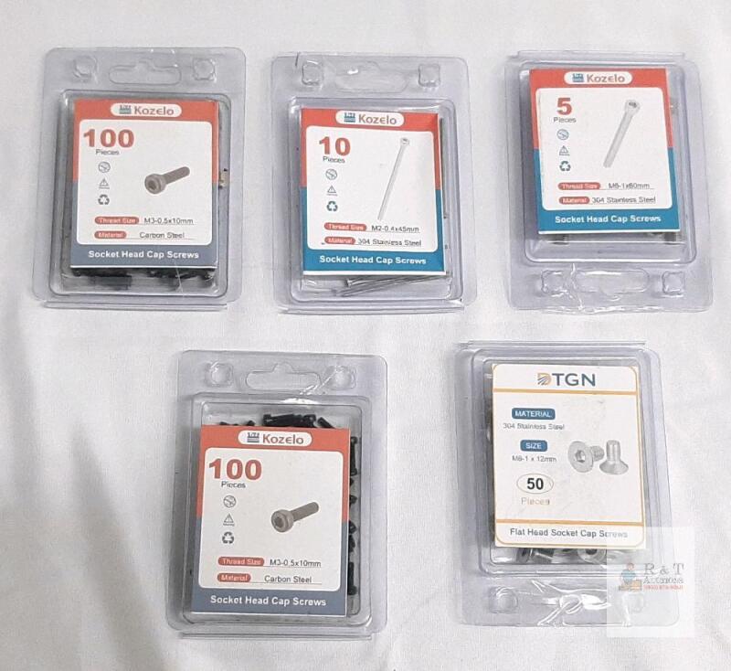 Kozelo & TGN Assorted Socket Head Cap Screws, Carbon/304 SS, M2/M3/M6, Multiple Packs