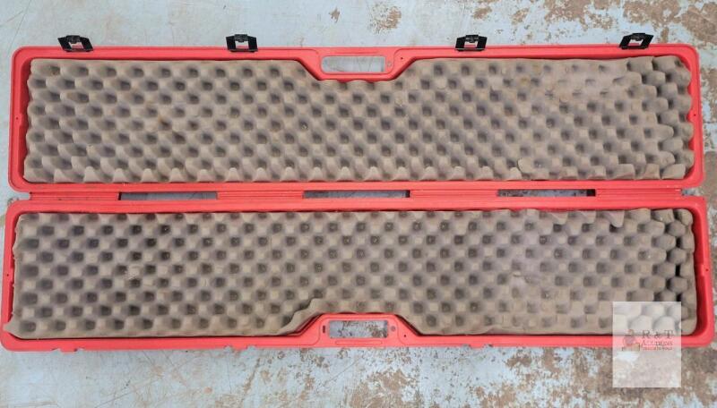 Red Hard Shell Case w/Padding . Measures 47 &frac34;&times;10.5"&times;4.5" (inside measures 46 &frac34;&times;8.5"&times;3")