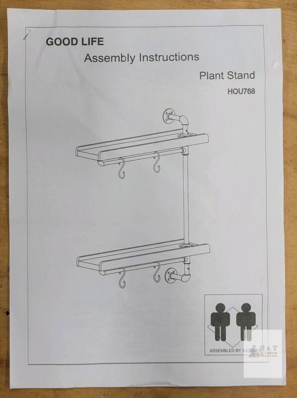 New , Open Box - Good Life 2 Tier Wood & Industrial Pipe Plant Wall Shelf . Model # UB048-12 No.23U222 - Appears Complete