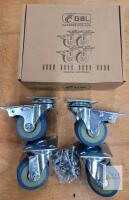NEW GBL TPR-50mm Swivel Caster Wheels with Dual Locking Brake, Set of 4, 2" (50mm), 110 lbs Each
