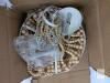 As-New Natural Wood Bead & White Accents Hard-Wire Lighting Chandelier - 2