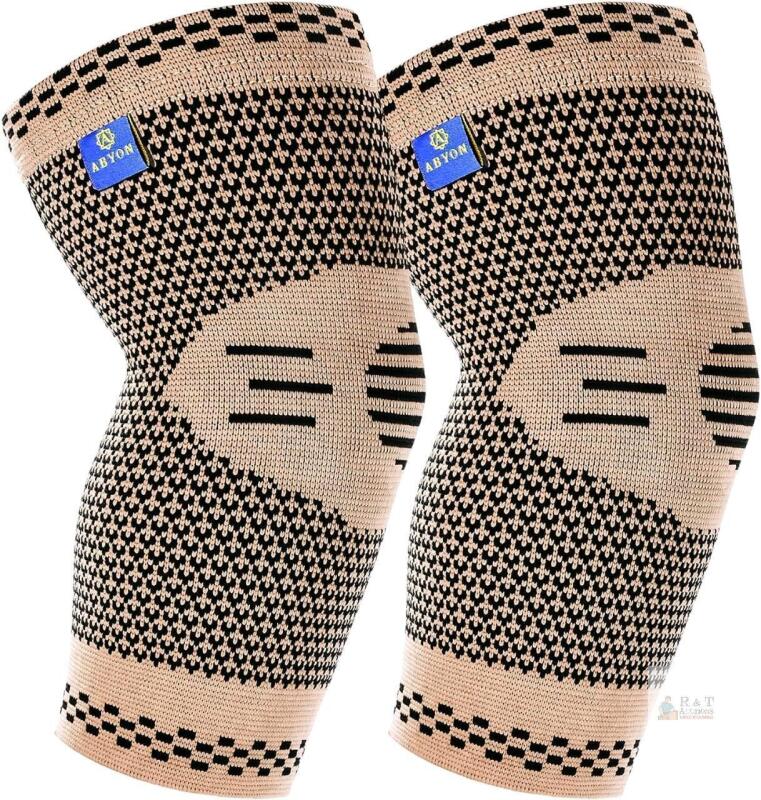 New O/S Unisex ABYON Copper Elbow Compression Sleeve(1 Pair), Elbow Brace for Tendonitis, Bursitis, Golfers and Tennis Elbow, Arthritis, Breathable and Supportive Arm Sleeves for Men and Women