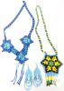 Gorgeous Handmade Intricately Beaded Necklaces (Celestial Star & Floral, Up To 24" Long & Pair of Pierced Earrings 2 75" Long
