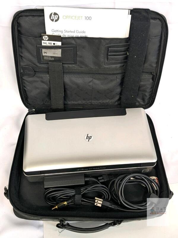 HP OfficeJet 100 Mobile Printer SNPRC-1003-01 With Power & Connecting Cable, Targus Soft Case, Tested For Power Only (Case Does Not Include Crossbody Strap)