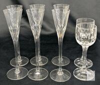 6 Vintage ORREFORS SWEDEN Prelude Clear Schnapps Glasses, 6.75" Tall & 2 Mikasa Park Lane Hock Wine Crystal Glasses 5.25" | No Chips or Cracks, Some Utensil Marks Can Apparently Be Seen