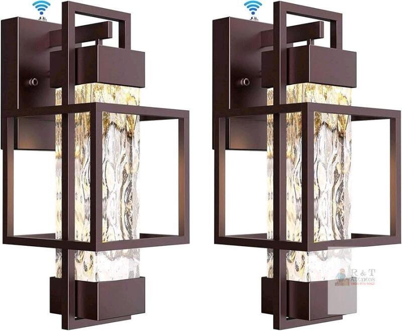 New Modern Outdoor Wall Lights 2 Pack, 15" Dusk to Dawn Sensor, Waterproof Porch Light, Bronze