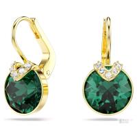 New SWAROVSKI Bella V Drop Earrings Round Cut, Green, 18K Gold Finish