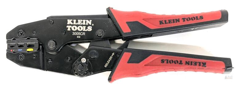 Klein Tools 3005CR K10 Ratcheting Crimper, 10-22 AWG - Insulated Terminals, Some Damage To Handles