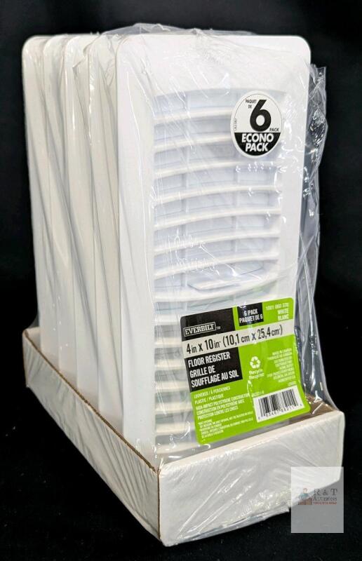 5 New Everbilt 4" &times; 10" Plastic Floor Registers 1001 860 370