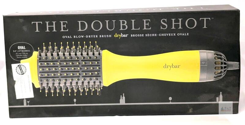 Drybar The Double Shot Oval Blow-Dryer Brush, 2.4" &times; 1.5" Barrel, Tested For Power, Good Cosmetic Condition, Some Entangled Hair
