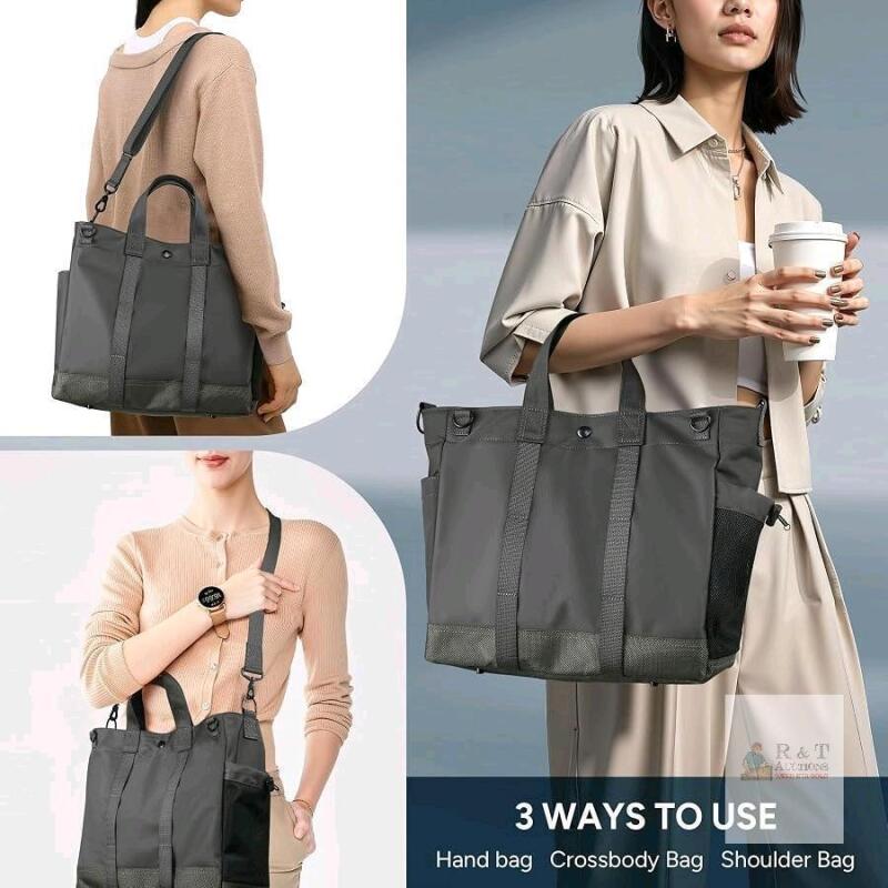 New travel inspira Large Laptop Tote Bag for Women, Wrinkle-Resistant Work Bag with Side Pockets, 15.6 Inch Computer Shoulder Bag