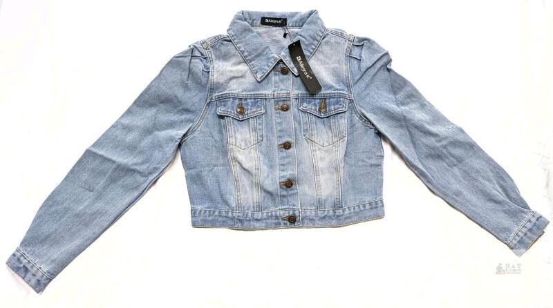 New Size SMALL Women's Allegra K Cropped Jean Denim Jacket