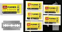 5 New Packs of 10 Feather Razor Blades NEW Hi-stainless Double Edge Platinum-Coated