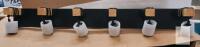 New - 6-Bulb vintage wall mount light with industrial design, retro light made of steel and wood .