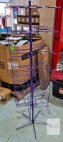 Rotating 70" Purple Metal Wire Display Rack, 7-Tier, 21" Wide, 28 Slots, Retail Merchandiser