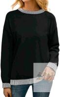 New Size LARGE Women's PrinStory Super Soft Midweight Knit Pullover Sweatshirt - Black