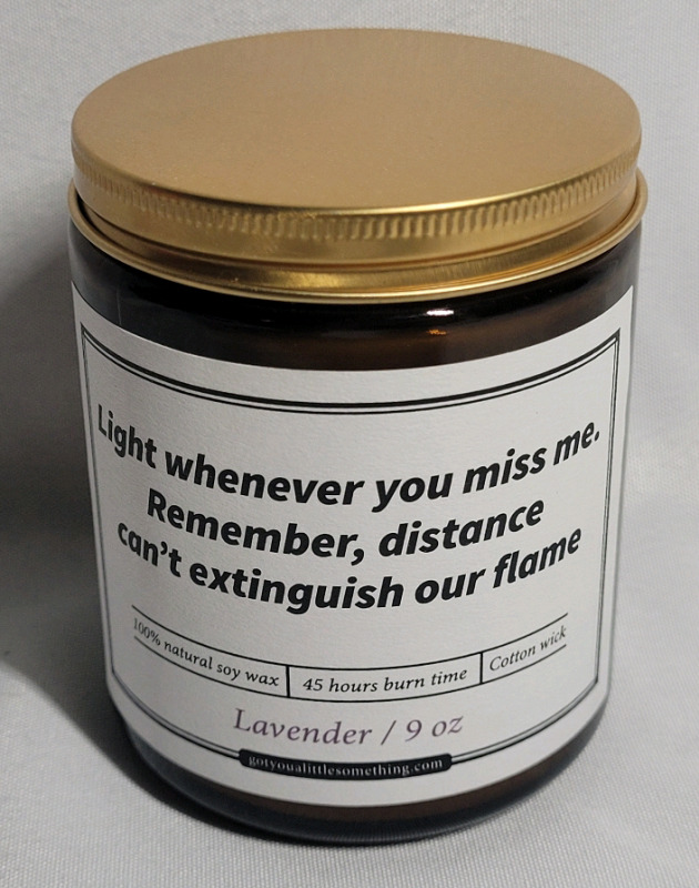 Long Distance Relationship ' LAVENDER ' Candle in 9oz Jar - New