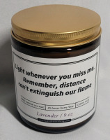 Long Distance Relationship ' LAVENDER ' Candle in 9oz Jar - New