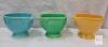 6pcs. Vintage Fiestaware Creamers & Bowls . Various Colors . No chips or cracks . Green Creamer has small chip on bottom - 2