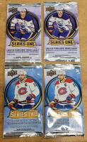 2025-26 Upper Deck Hockey Series One & Two Retail Packs, 4 Cards Each, McDavid & Suzuki Covers