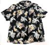 Size 5XL Men's George Relaxed Fit Cotton Blend Tropical Flowers Black Hawaiian-Style Short Sleeve Button-Up Top, In Good Condition, Light Wear