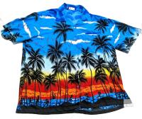 Size 4XL Men's V.H.O. Jamaican Beach Party Hawaiian-Style Short Sleeve Button-Up Top, In Good Condition, Light Wear