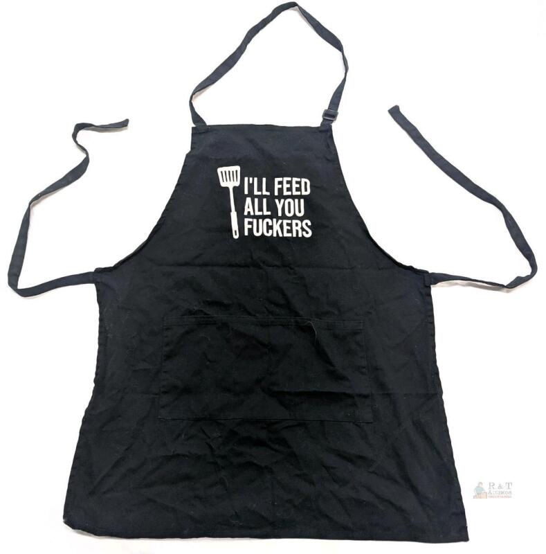 Humorous O/S Unisex Cloth Apron "I'll Feed All You F*Ckers", In Good Condition, Light Wear