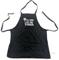 Humorous O/S Unisex Cloth Apron "I'll Feed All You F*Ckers", In Good Condition, Light Wear