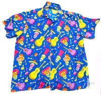 Size 4XL Men's Vibrant D&iacute;a de los Muertos Calavera Hawaiian-Style Short Sleeve Button-Up Top, In Good Condition, Light Wear