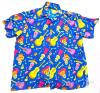 Size 4XL Men's Vibrant D&iacute;a de los Muertos Calavera Hawaiian-Style Short Sleeve Button-Up Top, In Good Condition, Light Wear