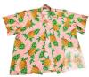 Size 4XL Men's Alvish Pink Pineapples & Tropical Plants Hawaiian-Style Short Sleeve Button-Up Top, In Good Condition, Light Wear