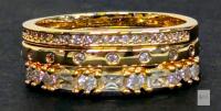 New Size 8 3pc Stacking Rhinestone Rings, Non-Magnetic
