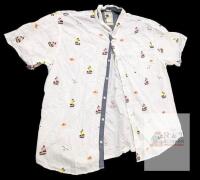 Size 4XL Men's Free Planet 100% Cotton Seagulls & Sailing Short Sleeve Button-Up Top, In Good Condition, Light Wear