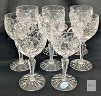 8 Vintage Sears "Country Rose" Cut Crystal Wine Hocks Goblets Glasses 6.25", No Chips or Cracks