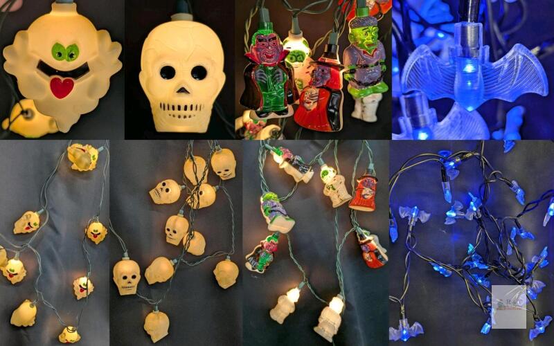 Vintage to Modern Halloween Blow Mold Plug-In String Lights & LED Blue Bats String Lights Up To 8' Long