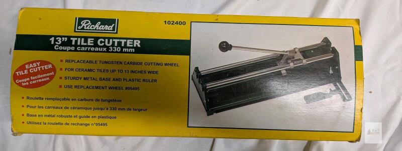 Richard 102400 13" Manual Tile Cutter, Tungsten Carbide Wheel, Metal Base, 330mm Capacity