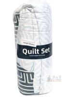 New KING SIZE DJY JY03AC081565K3U-D Green Stripe Quilt Bedding Set : Quilt & 2 Pillowcases