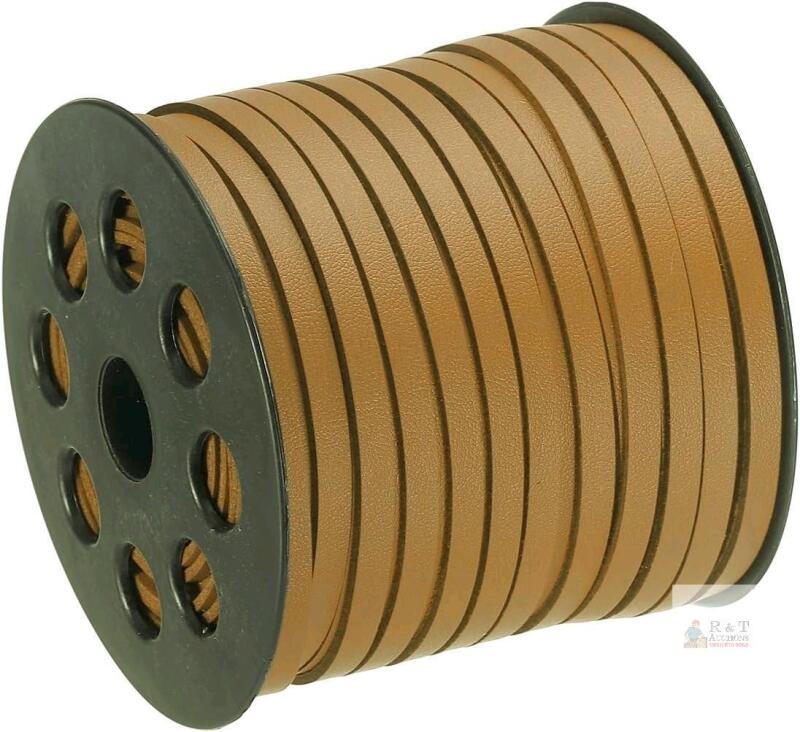 New Leather Cord, 49.21 Yards 5mm Flat Suede String for Purse Handbag Shoelace DIY Crafts Bracelet Making