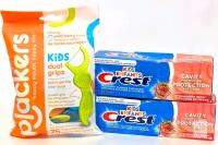 Crest Kids Cavity Protection Toothpaste Strawberry Rush (2x 85mL) & Plackers Dual Gripz Floss Picks 75ct
