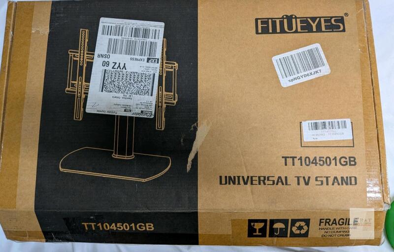 FITUEYES TT104501GB Universal TV Stand, 32&ndash;65&rdquo; Compatible, 88 lb Capacity, Swivel, Adjustable Height