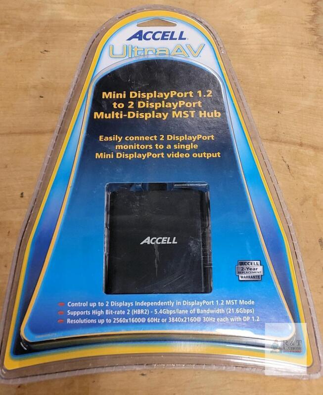 Accell UltraAV Mini DisplayPort 1.2 to 2 DisplayPort MST Hub, Supports 4K@30Hz, Dual Display Output