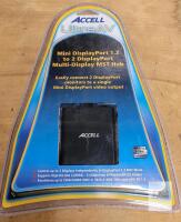 Accell UltraAV Mini DisplayPort 1.2 to 2 DisplayPort MST Hub, Supports 4K@30Hz, Dual Display Output