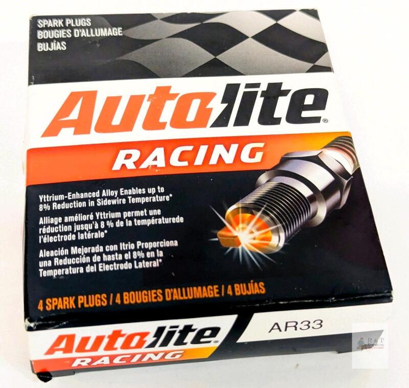 New 4-Pack Autolite Racing AR33 Spark Plugs, Vttrium-Enhanced Alloy, Anti-Corrosive Nickel Plating